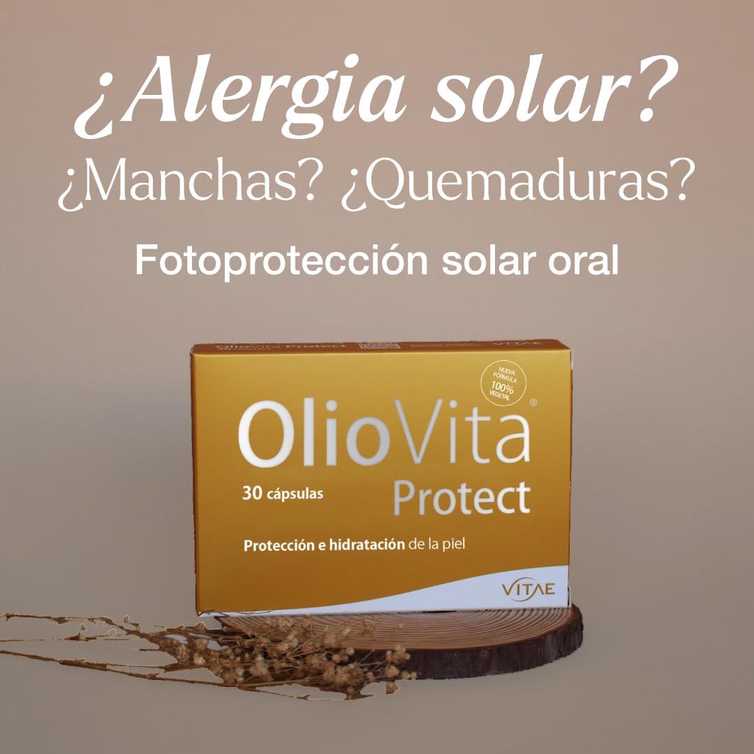 Vitae OlioVita Protect 30 Cápsulas | Fotoprotector con Espino Amarillo | Con Antioxidantes (Extracto de Pomelo y Romero) y Vitamina D | Fotoprotector UVA, UVB | Alergia al Sol, Quemaduras y Manchas