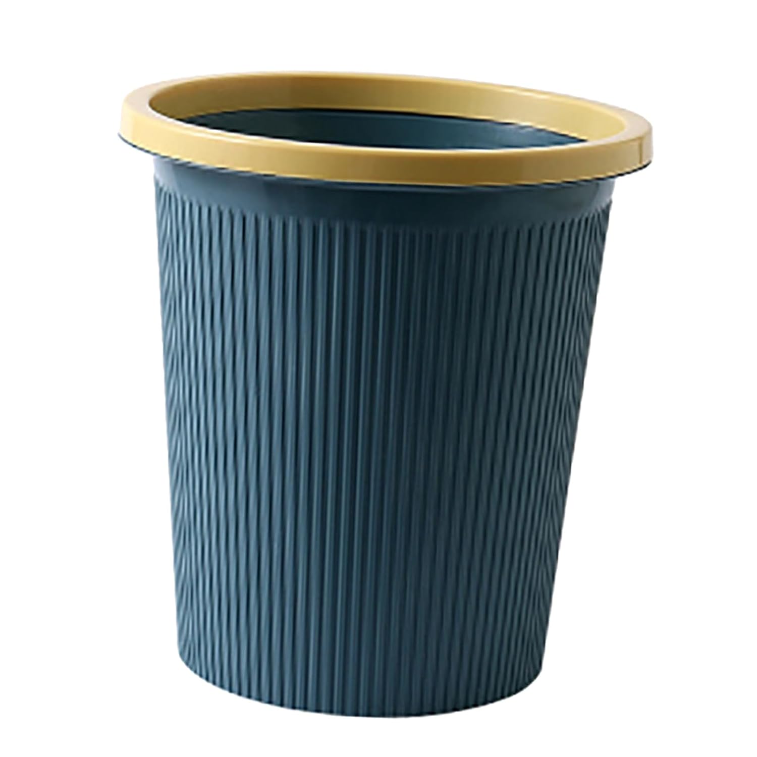 Trash Can Plastic Exquisite Modern Garbage Container, Wastepaper Basket Thin Trash Can for Kitchen, Bathroom, Bedroom, Living Room, Office, Outdoor, Dog Proof Trash Can (Large Dark Blue)