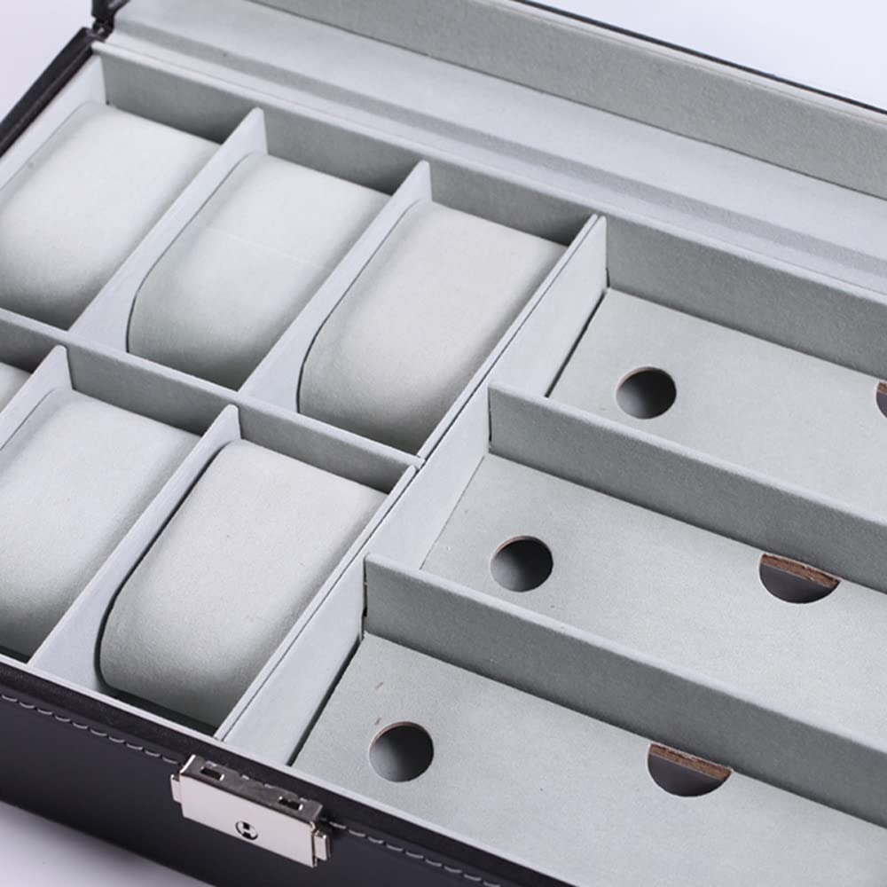 XBTGS Aufbewahrungsbox mit mehreren Fächern, für Uhren, Brillen, Schmuck, Armbänder, Präsentationshalter