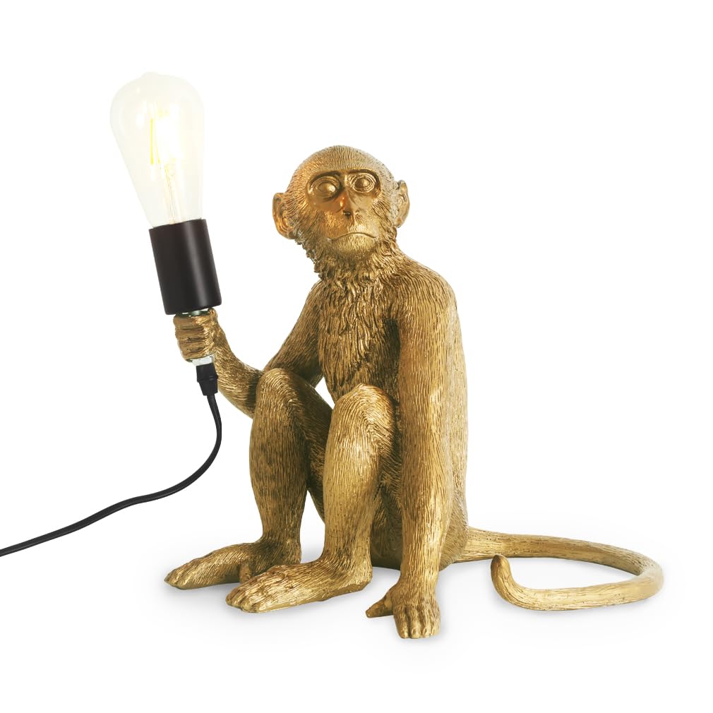 Affe Niedlich led lámpara de mesa mono dorado Nachttischlampe für Schlafzimmer,Creativa resina animal lámpara de escritorio,divertido monje lámpara para la decoración del hogar,mono regalo,E27 Sockel