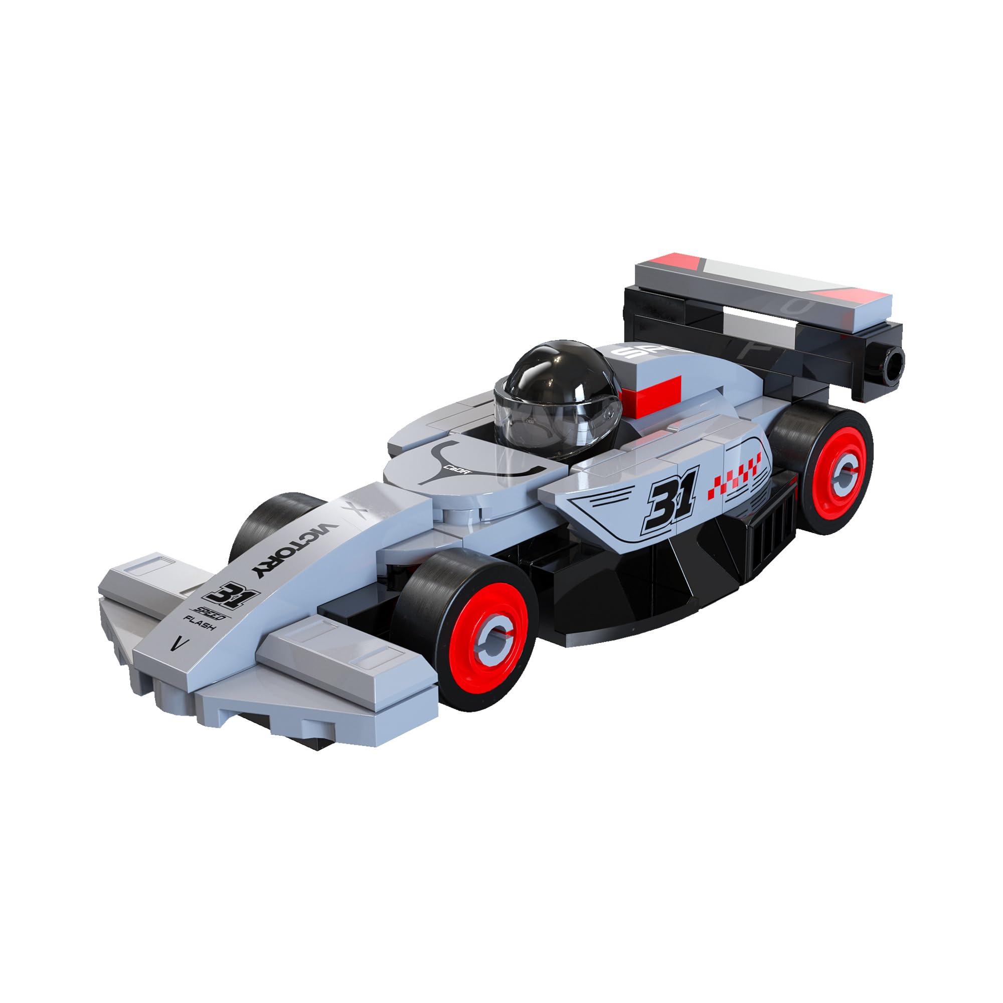 CaDA Grey Mini Circuit Racing Car - 70 pcs - Self-Build Brick Building Block Model C55108W
