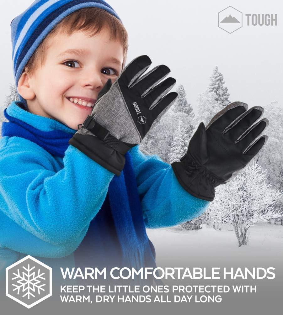 Kids Winter Gloves - Snow & Ski Waterproof Youth Gloves for Boys & Girls - Insulated for Cold Weather Outdoor Play, Skiing & Snowboarding - with Windproof Thermal Shell & Synthetic Leather Palm : Clothing, Shoes & Jewelry