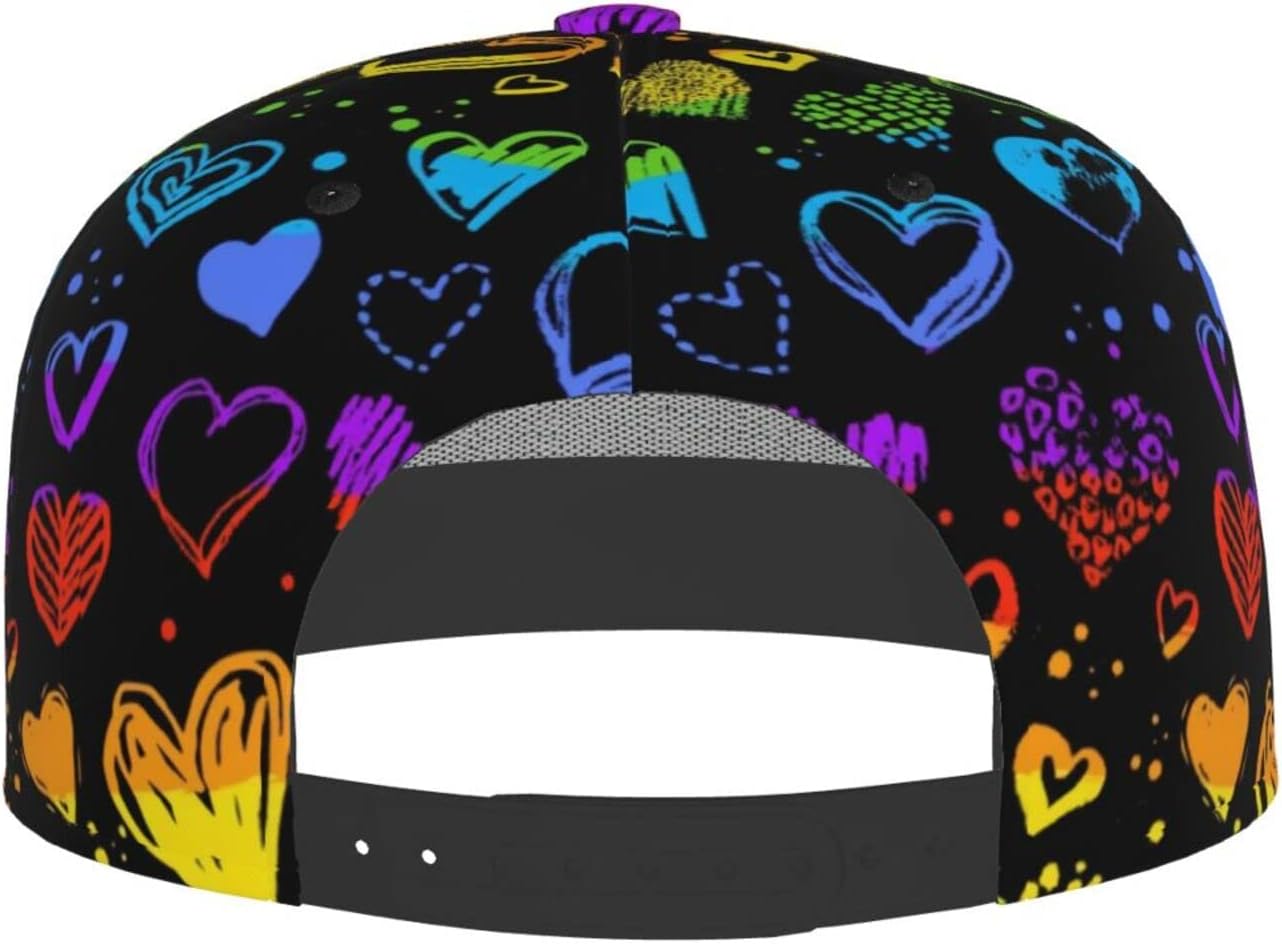 LGBT Hats LGBT Pride Rainbow Baseball Snapback Hat Brim LGBT Baseball Cap for Women Men Adjustable Hats