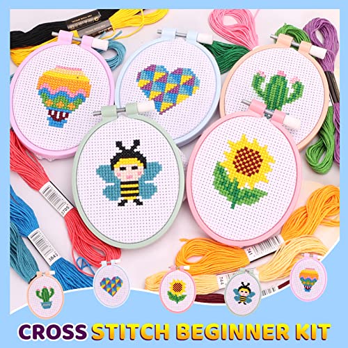 Pllieay 5 Pcs Cross Stitch Kits For Beginners For Kids 7-13, Sewing Kit For Kids With Instructions For Backpack Charms, Ornaments And Needle Craft #TOP3