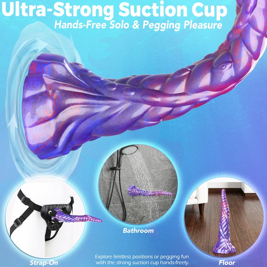 12 Inch Unicorn Horn G Spot Anal Dildo Prostate Massager with Suction Cup - Image 5