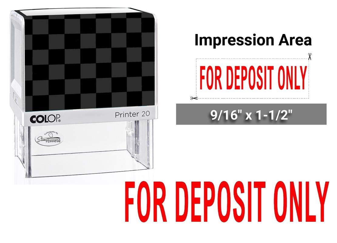 "for Deposit ONLY" Color- Red Colop Printer 20 Self-Inking Text Rubber Stamp Office Stationary Stamps