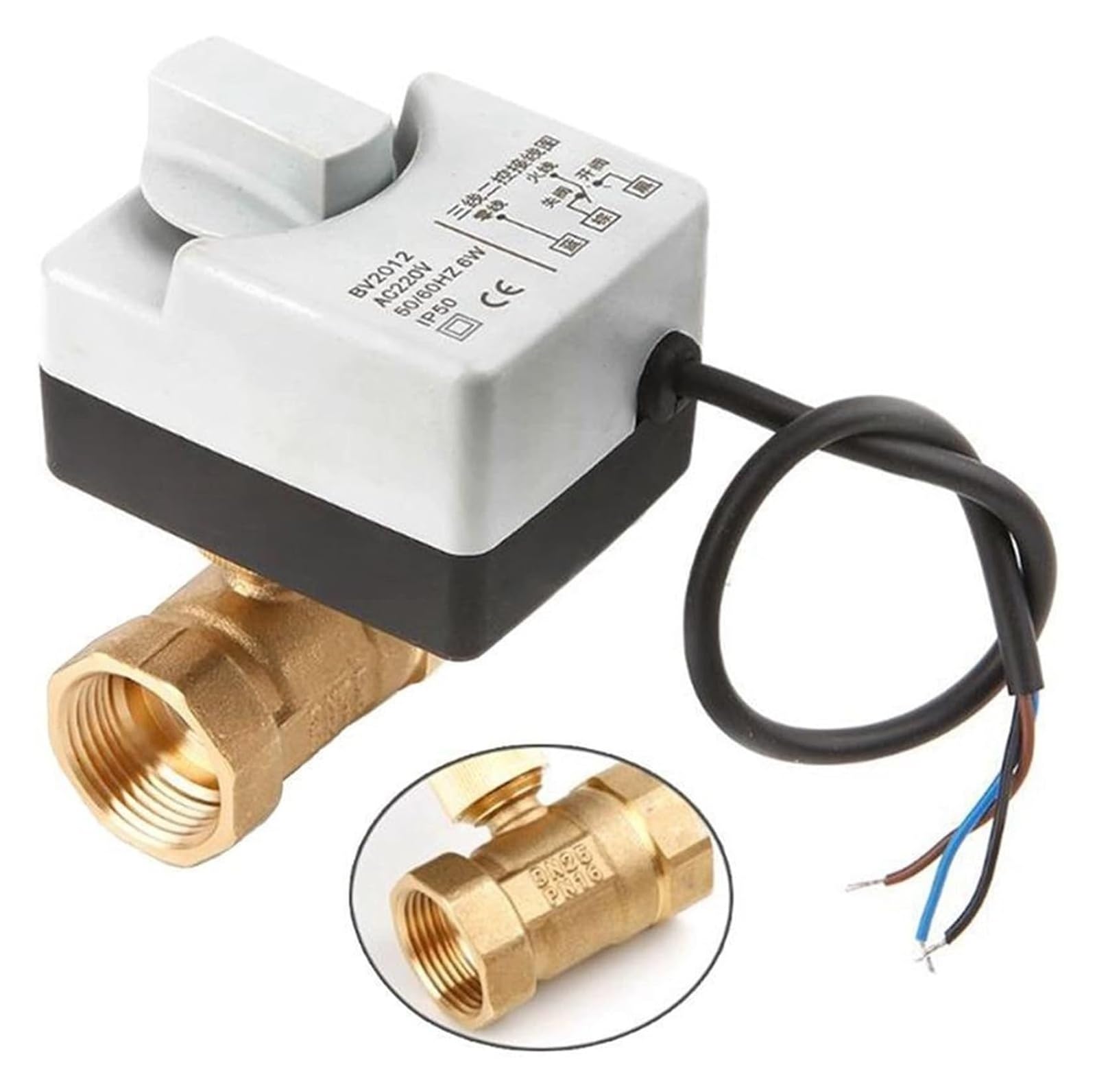 Actionneur électrique manuel DN40 AC220V laiton contre pannes de fluide