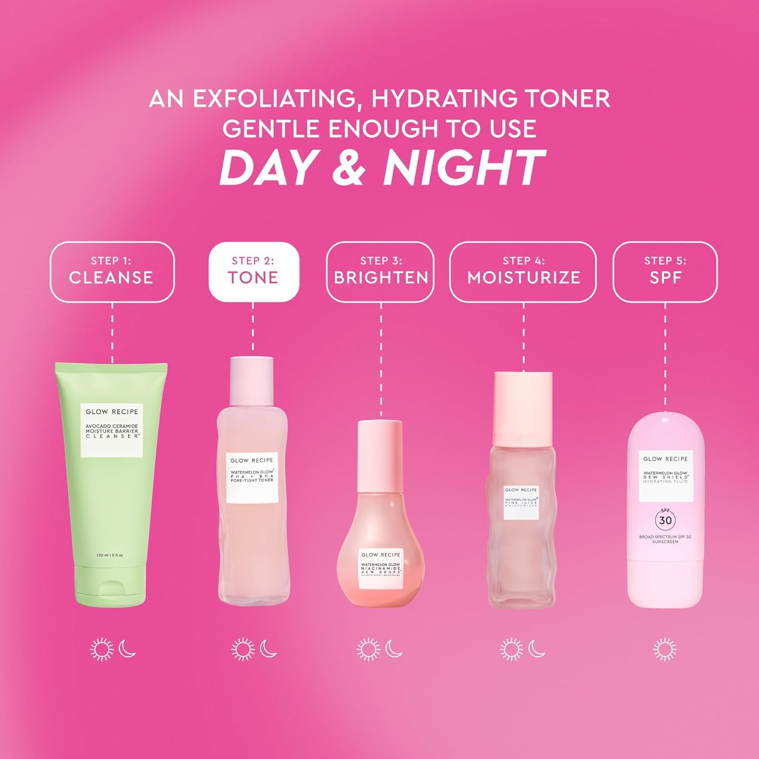 Glow Recipe Limited Edition Pride PHA + BHA Face Toner - Skin Care Toner, Pore Minimizer & Gentle Face Exfoliant - Soothing, Tightening & Hydrating Toner with Hyaluronic Acid & Watermelon (150ml)