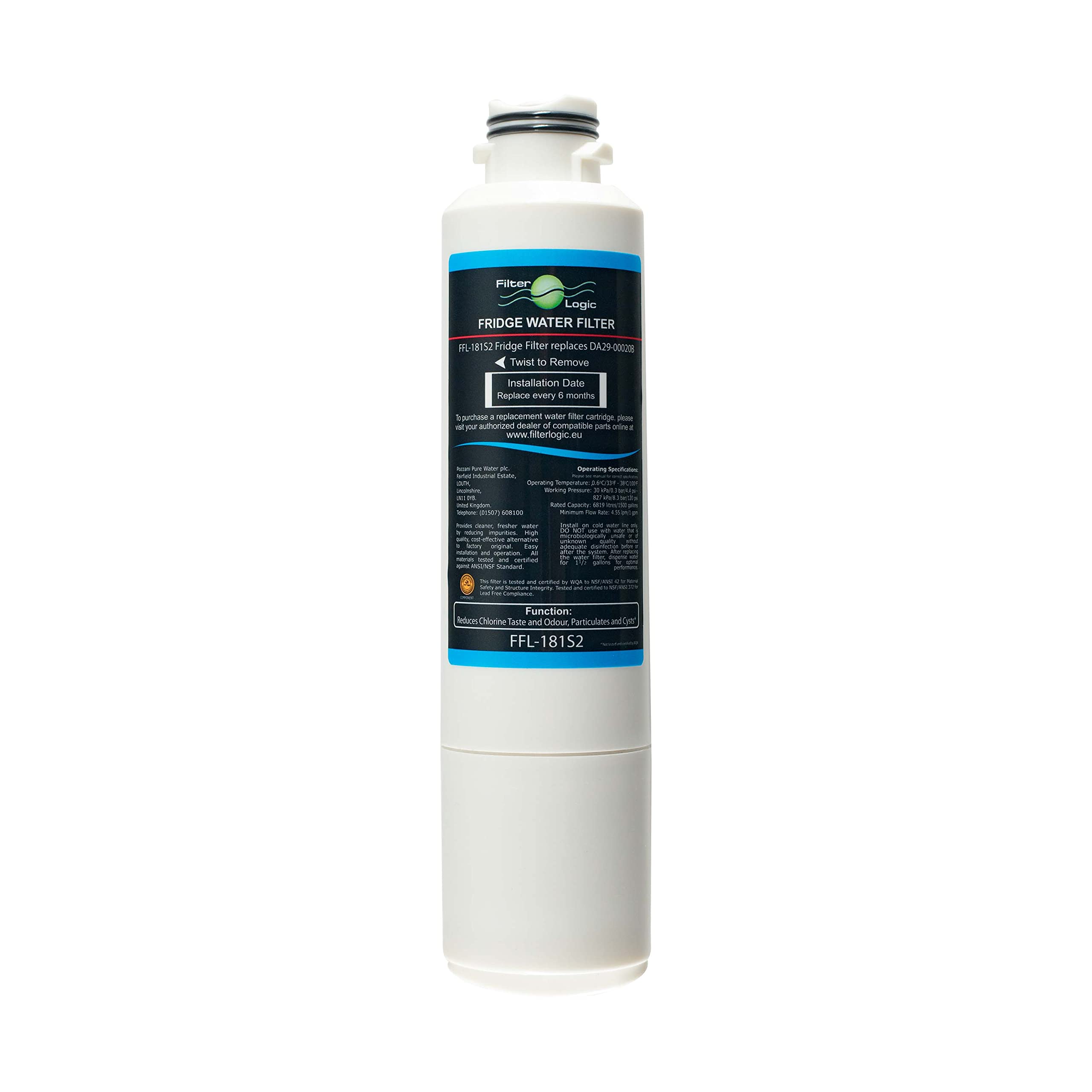 2x FilterLogic FFL-181S2 Filtri acqua frigo compatibile con Samsung DA29-00020B, HAF-CIN/EXP, HAF-CIN, DA97-08006A-B, DA97-08006A-E, DA97-08043ABC cartucce per frigoriferi