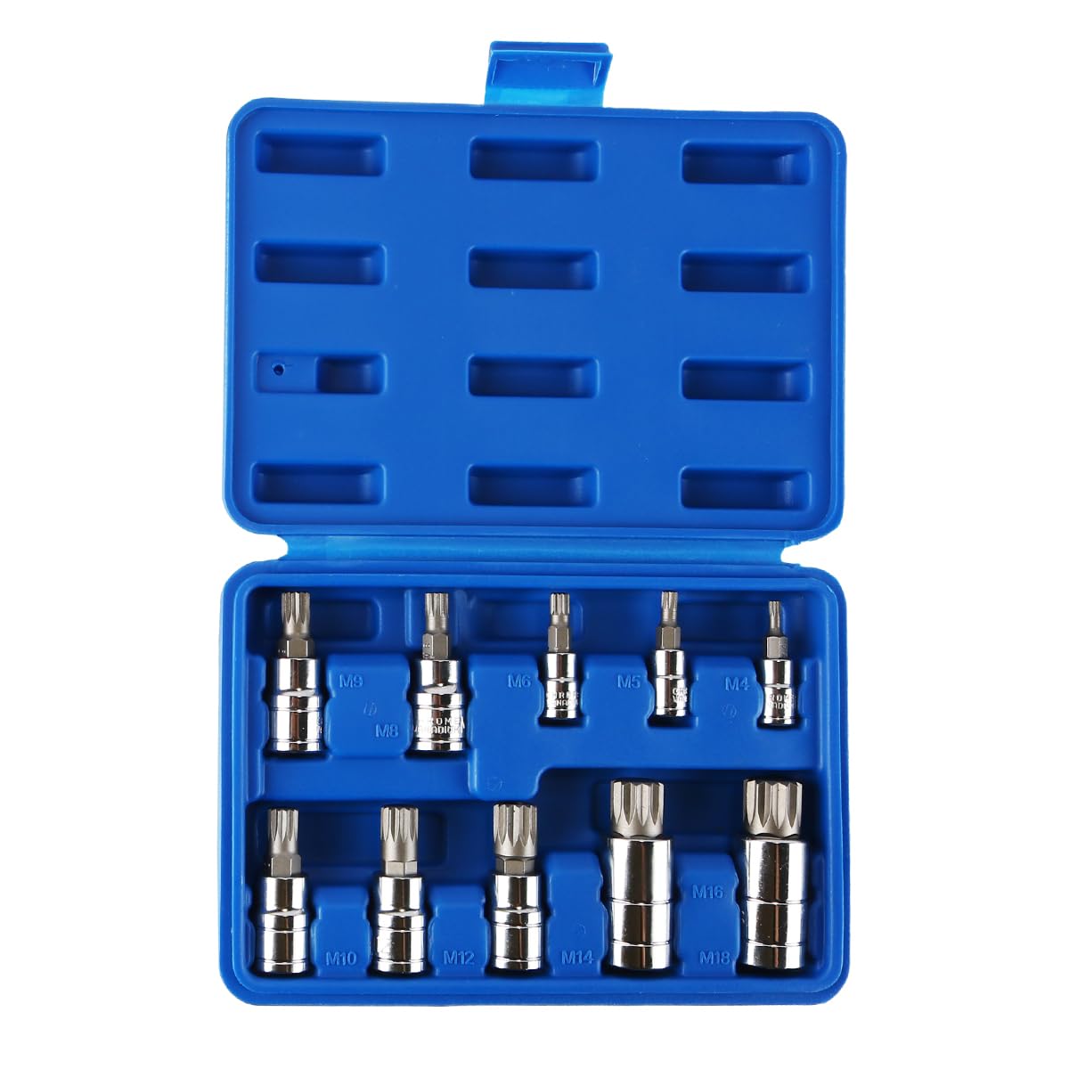 Nicear 10pcs 12 Point Triple Square Spline Bit Socket Set Tamper Proof with Case Automotive Tool Kit