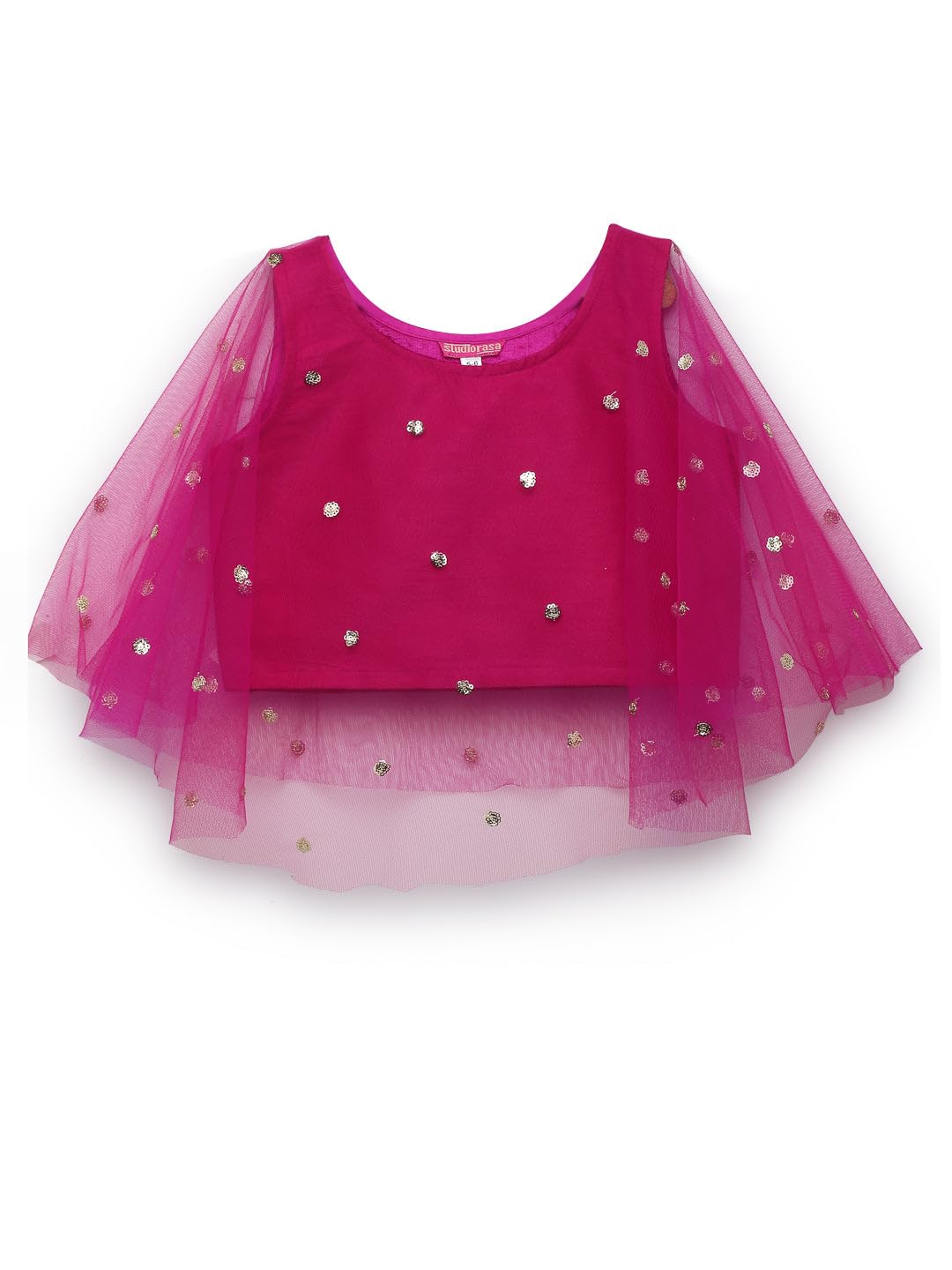 Girls Net Sequins Embroidered Kids Cape Top for Festive Wedding