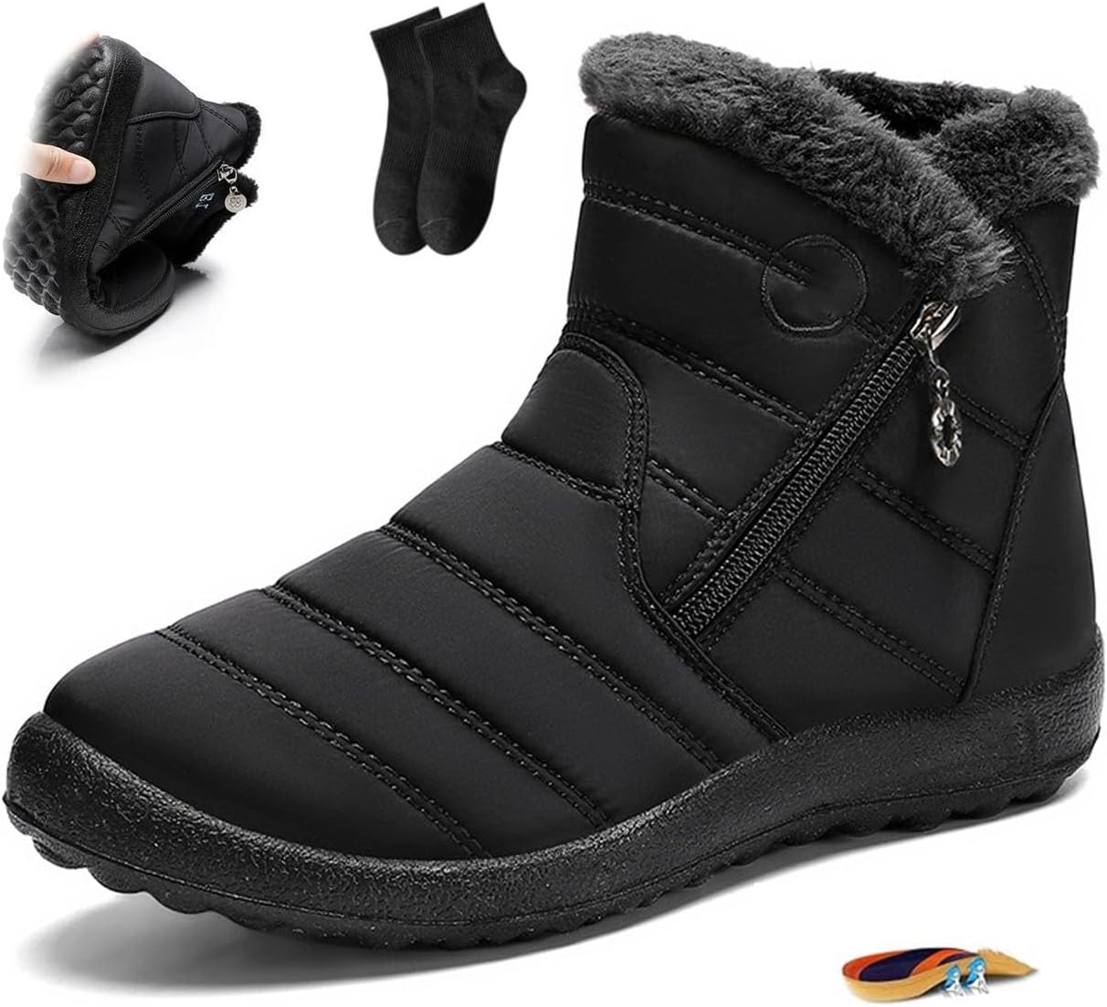 Women's Cozy Winter Waterproof Anti-Slip Boots,Winter Boots for Women Waterproof Womens Snow Boot Warm - Ankle Fur Lined Booties Outdoor