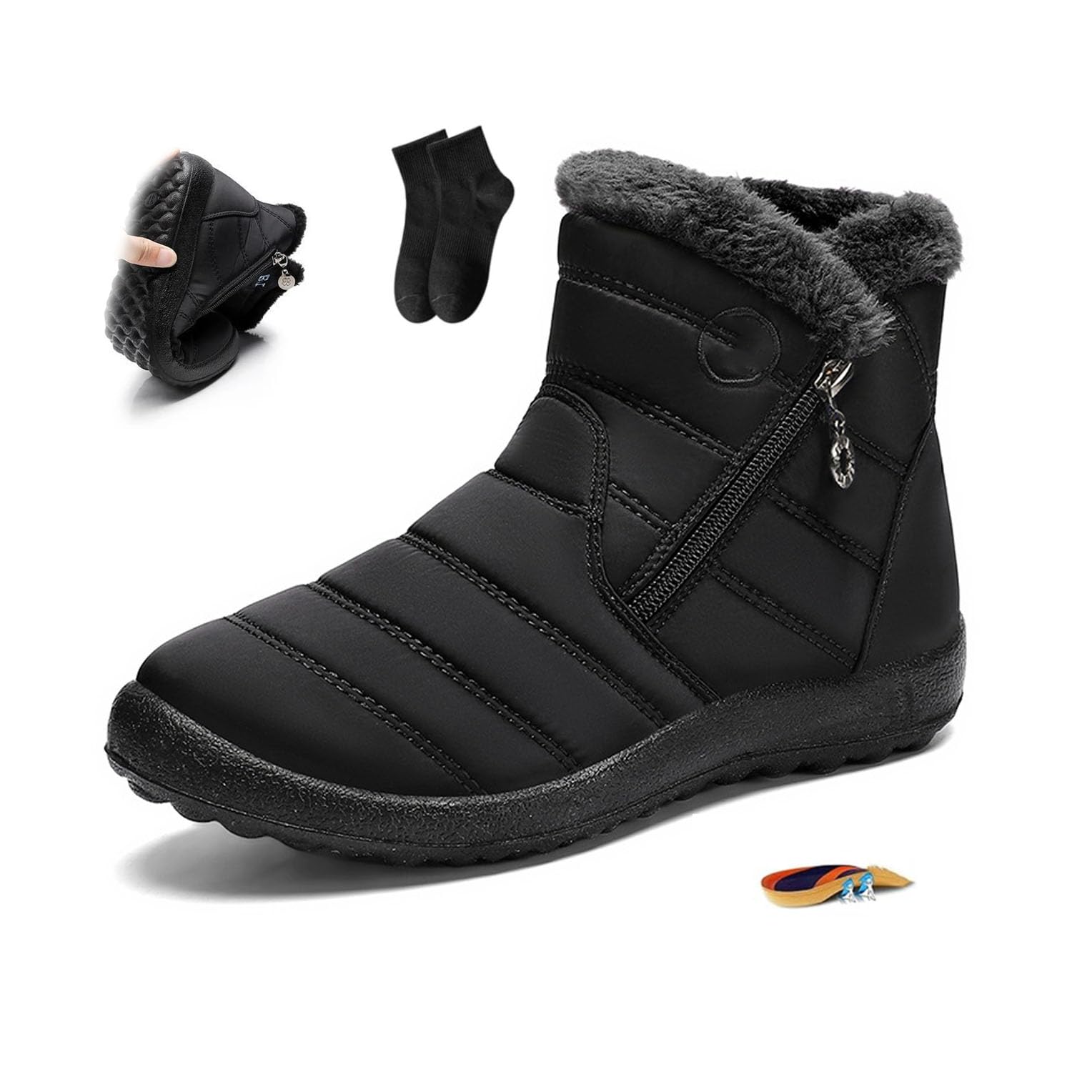 Womens Cozy Winter Waterproof Anti-Slip Boots Winter Boots for Women Waterproof Womens Snow Boot Warm - Ankle Fur