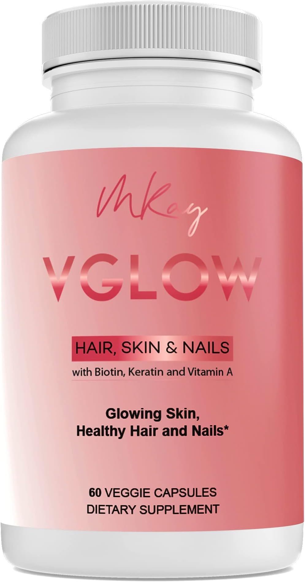 Marwa Kadi VGlow Hair Skin & Nails Vitamin for Supporting Healthy Hair and Nails Multivitamin & Vegan Dietary Supplement, Gluten Free, 60 Tablets
