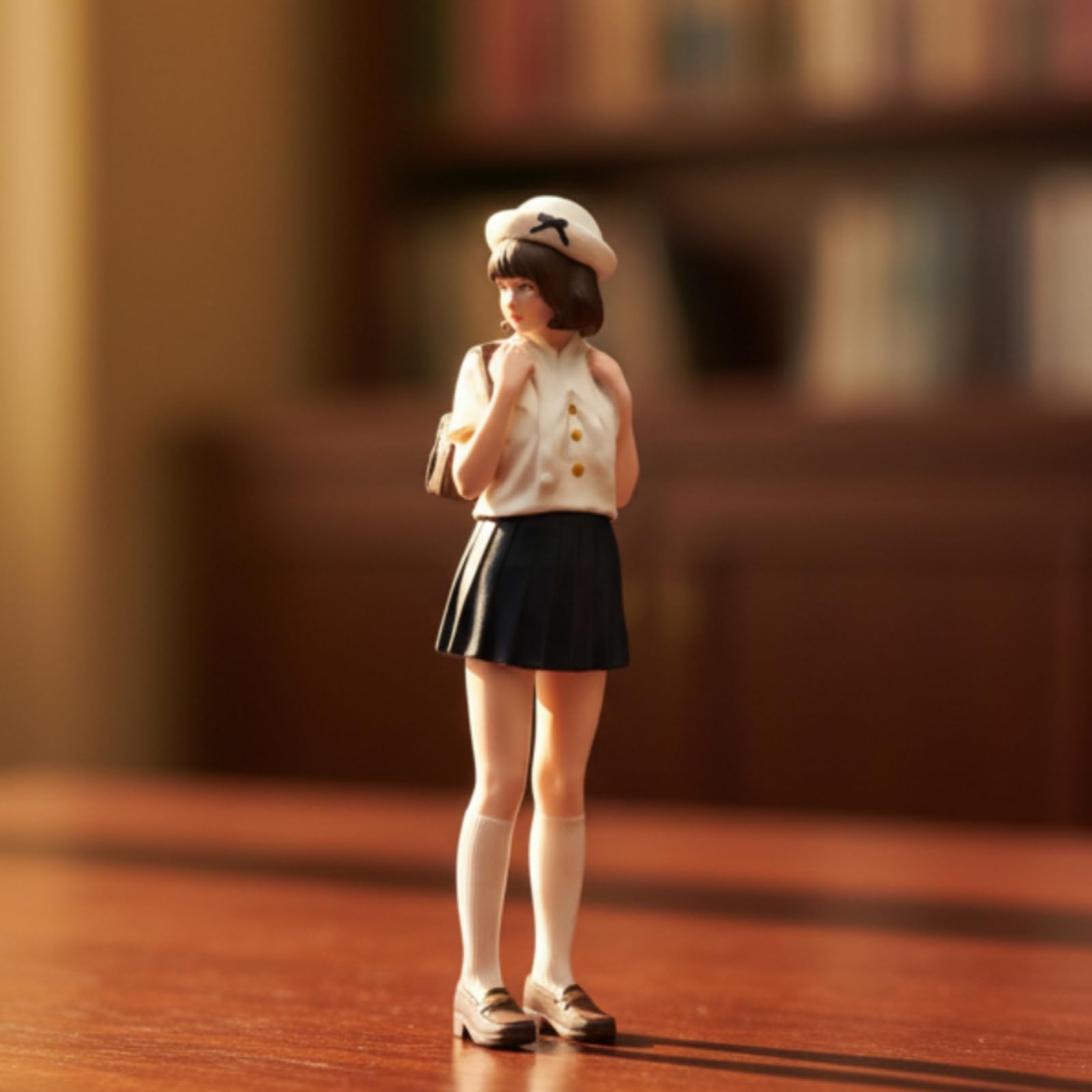 Colcolo Painted Miniatur Frauenfigur mit Sorgfältig Gestalteter Kleidung Pleated Rock Miniatur Skulptur Realistische Wirkung Handbemalte Akzente aus Resin für, 1/18 Fein Bemalt Mit Gesichtszügen