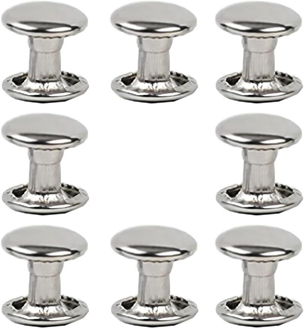300sets Stainless Steel Leather Rivets Double Cap Rivet Tubular Metal Studs Repairs Decoration Craft Accessories for Leather Craft Clothes Shoes Bags Belts (8mm Silver)