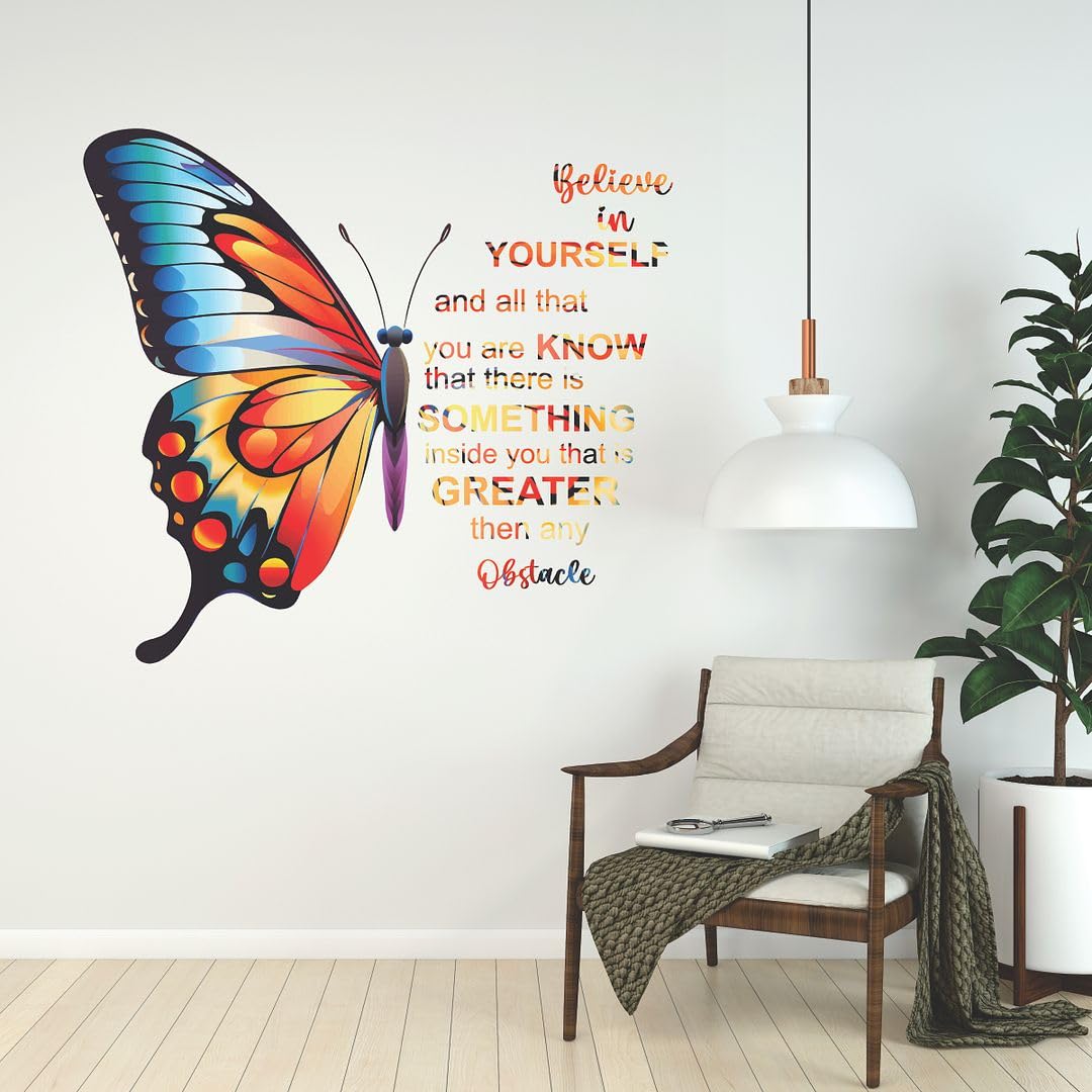 CVANU Beautiful Butterfly and Positive Quote Printed Vinyl Self-Adhesive Wall Sticker for Wall Decoration (21inchX23inch)_W522 (B0D9M8XRDR) Amazon Price History, Amazon Price Tracker