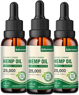 (3-Pack) High Potency Hemp Oil - 25,000 Maximum Strength - Natural Hemp Oil - C02 Extraction,Organic, Vegan, Non-GMO
