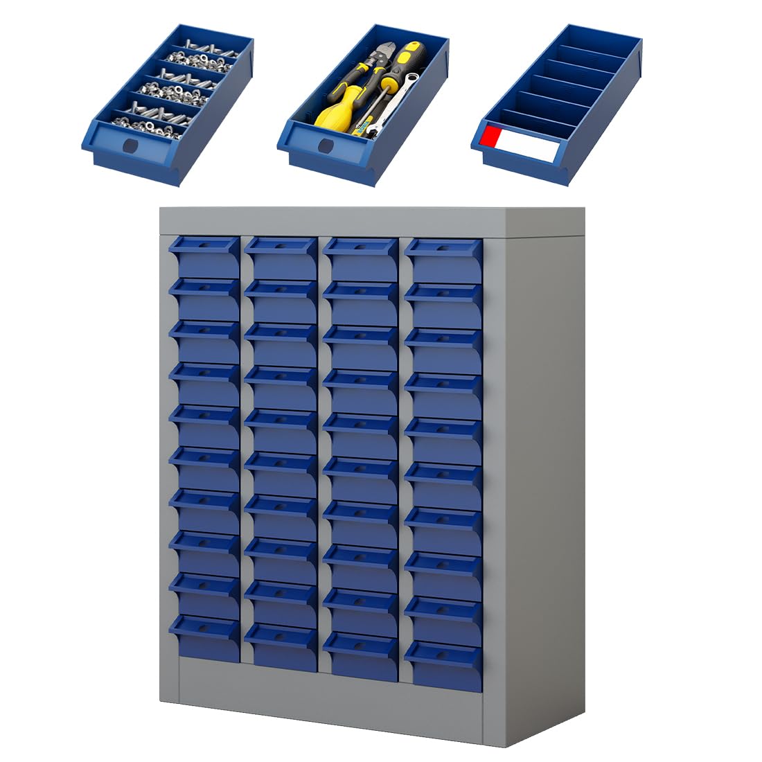 Estantería de metal 40 cajones para tornillos CStern, almacenamiento para taller, acero