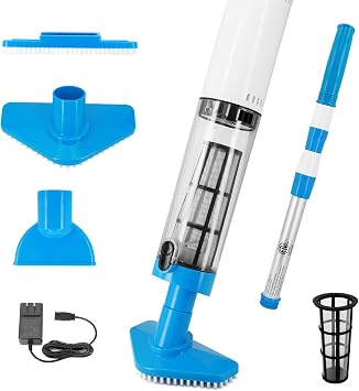 Pool Vacuum for Above Ground & Inground Pools, Cordless | Handheld Rechargeable Pool Cleaner, 90 Mins Runtime, 3 in 1 Use for Pools & Hot Tubs, with telescopic pole