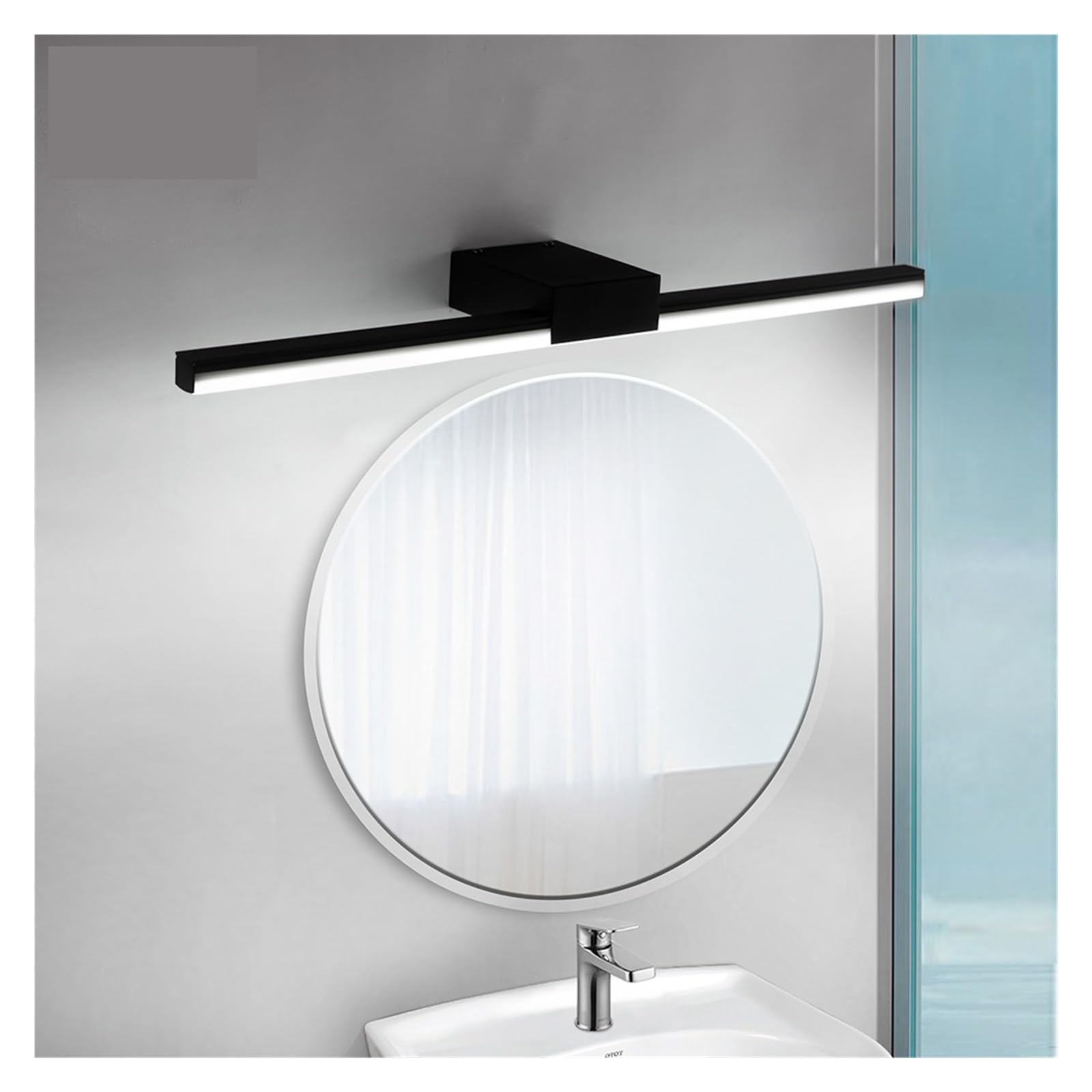 Oświetlenie obrazu, Kinkiet Led łazienka Vanity Light 40cm 55cm AC85-265V, wewnętrzne nowoczesne kinkiety ścienne lustrzane oświetlenie ścienne czarny biały(55CM 10W,5500 7000k)