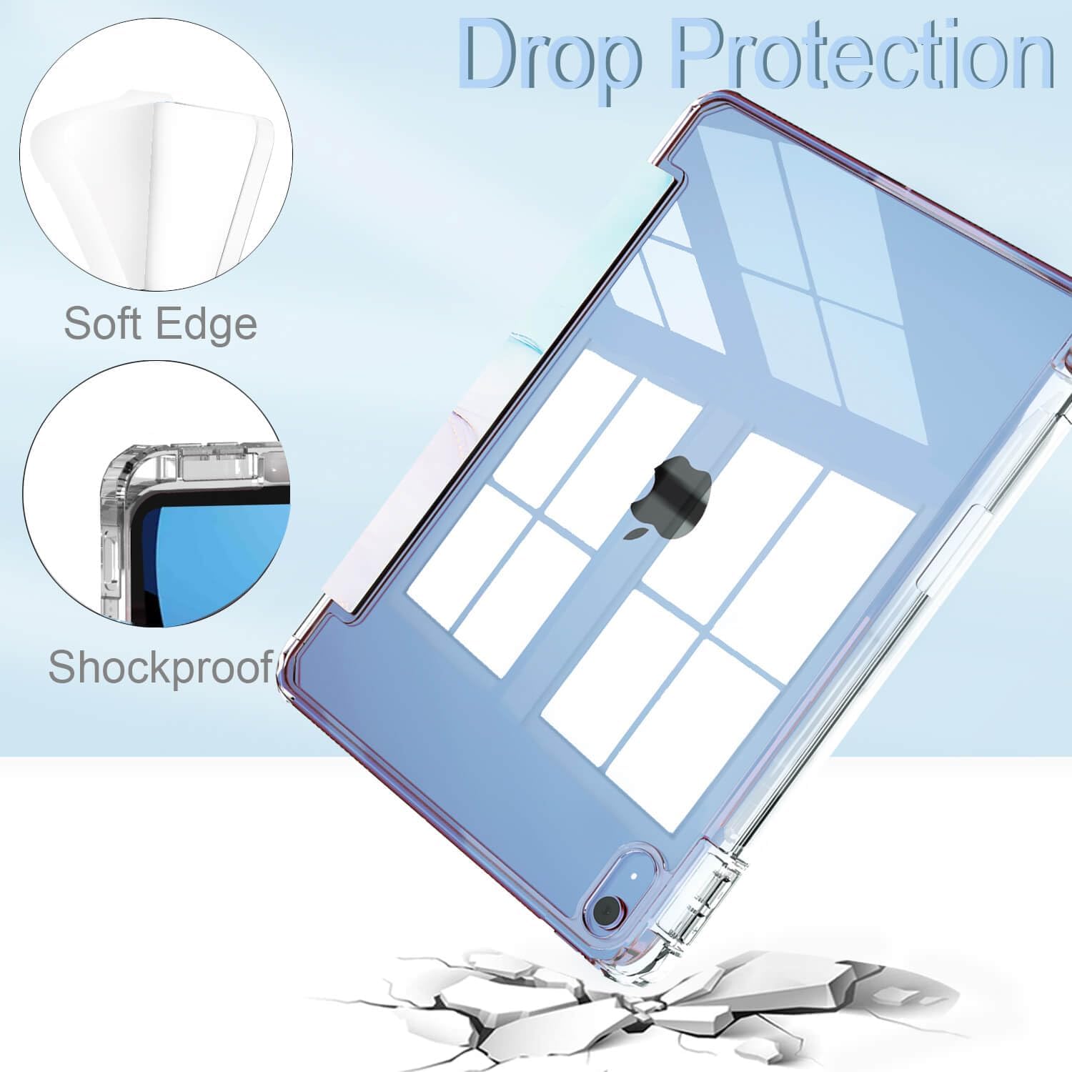 Feams for iPad A16 11th Generation 11 Inch Case 2025, iPad 10th Generation 10.9 Inch 2022, Slim Clear Back Cover with Pencil Holder & Auto Sleep, Watercolor Marble - Image 3