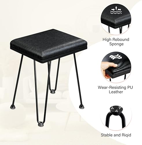 Miniatura 5 de TC-HOMENY Tocador de maquillaje con estación de carga, escritorio de tocador con 2 cajones y espejo, estantes de almacenamiento de escritorio negros