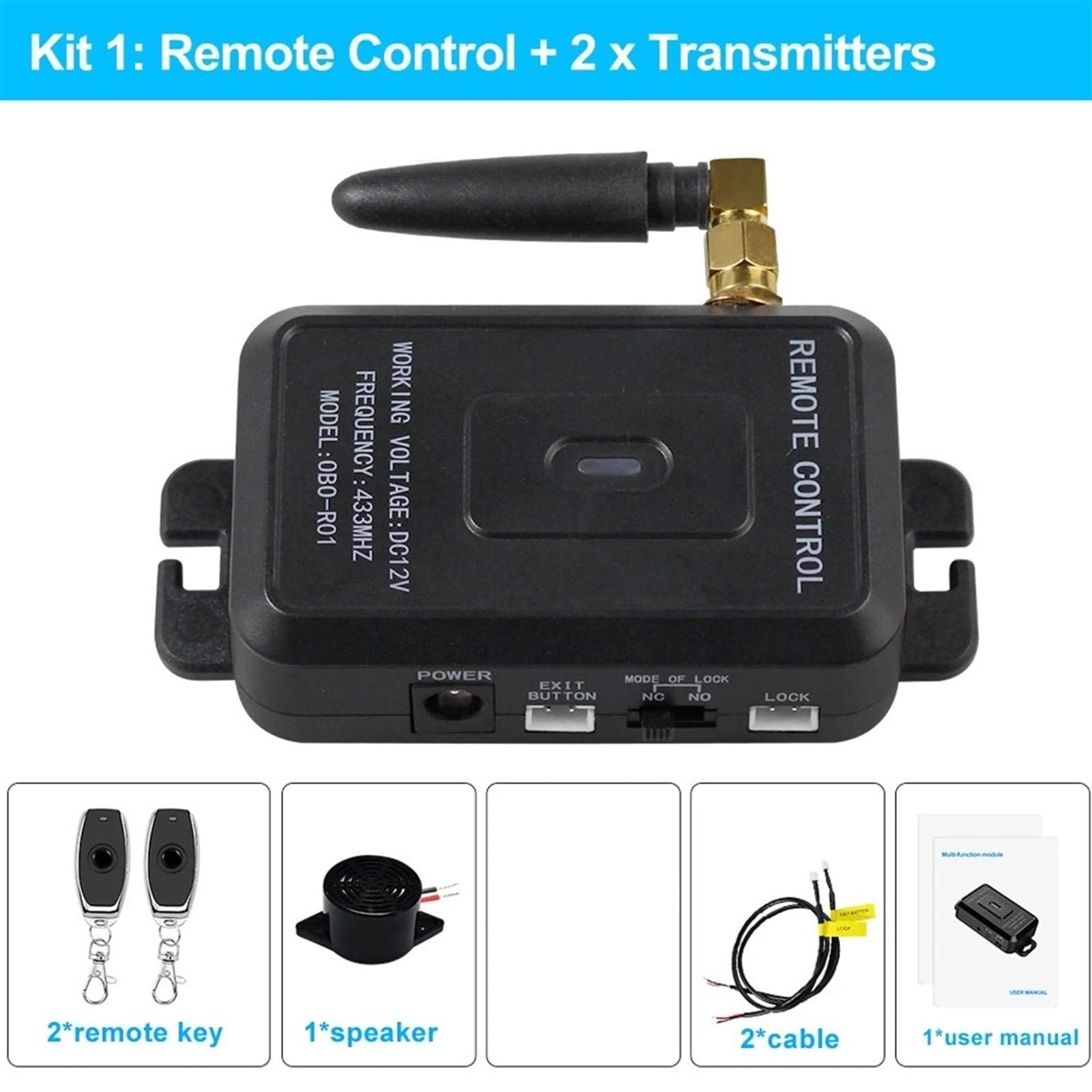 Contrôleur d'accès, Kits de télécommande for système de contrôle d'accès complet avec alimentation, serrures électroniques, clé à distance, ouvre-porte(Kit 1)