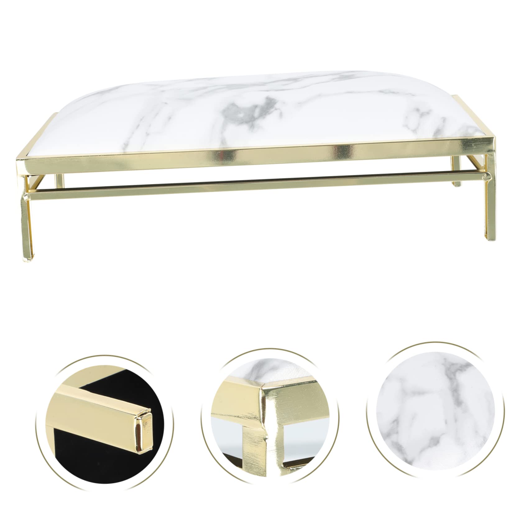 Didiseaon Almohada de Manicura Cómoda y Práctica de Cuero Blanco para Reposamanos Soporte Metálico Adecuado para Uso en Manicure y Hogar