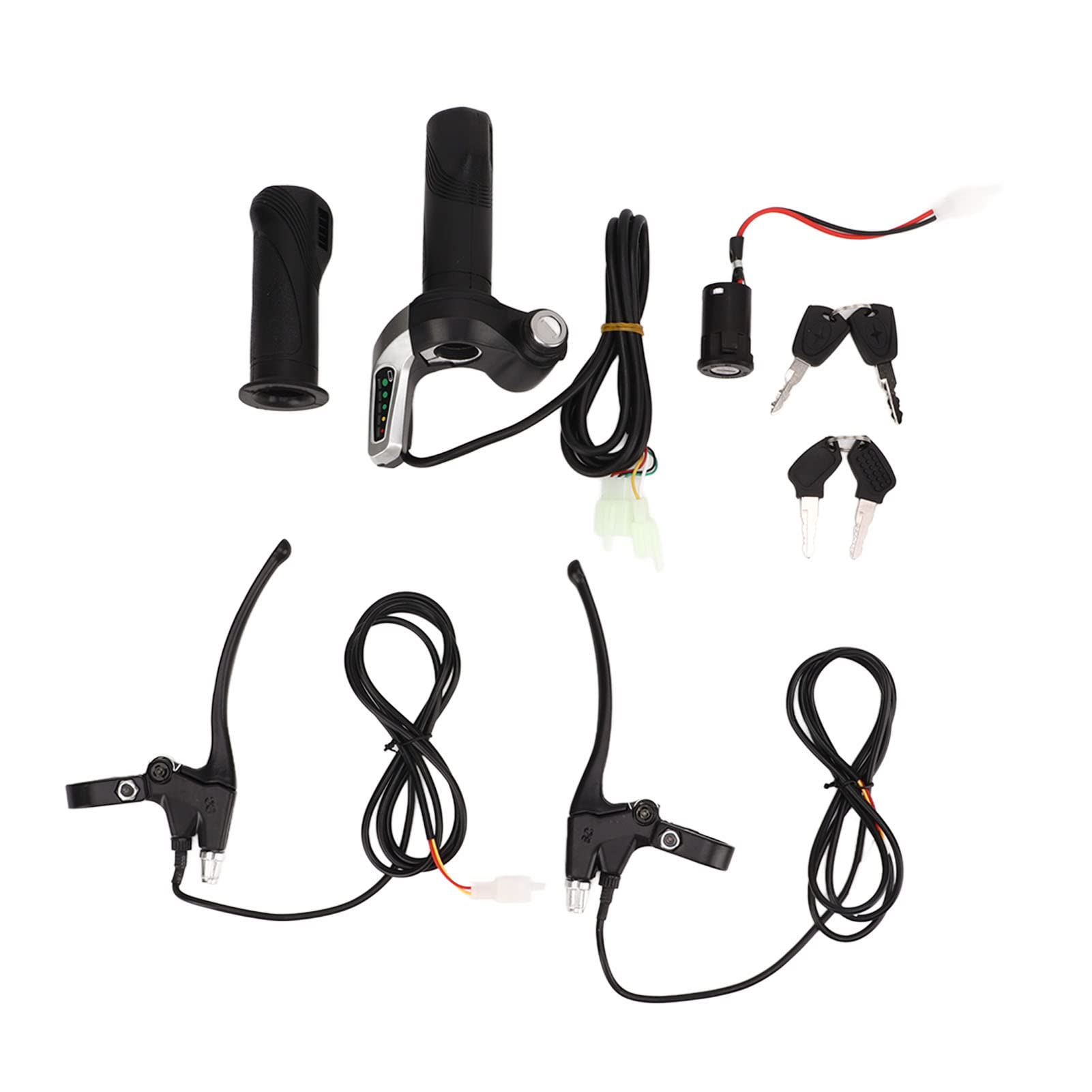 Poignée d’accélérateur pour vélo électrique, poignée de vitesse à torsion en alliage d’aluminium et ABS avec 5 voyants, pour la modification de vélos électriques, compatible avec