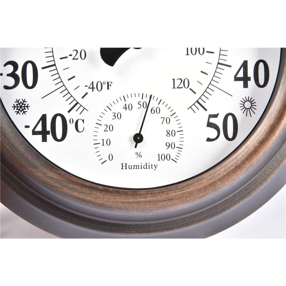Außenthermometer Analog 20,3 cm Außenthermometer Groß Thermometer Dekoratives Innen Außenthermometer Hygrometer Hygrometer Analog Geeignet für Terrasse, Haus, Gewächshaus, Garten