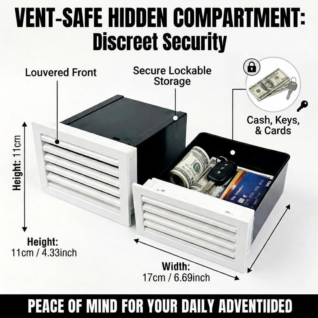 Hidden Wall Safe Air Vent Cover with Vintage Mechanical Lock