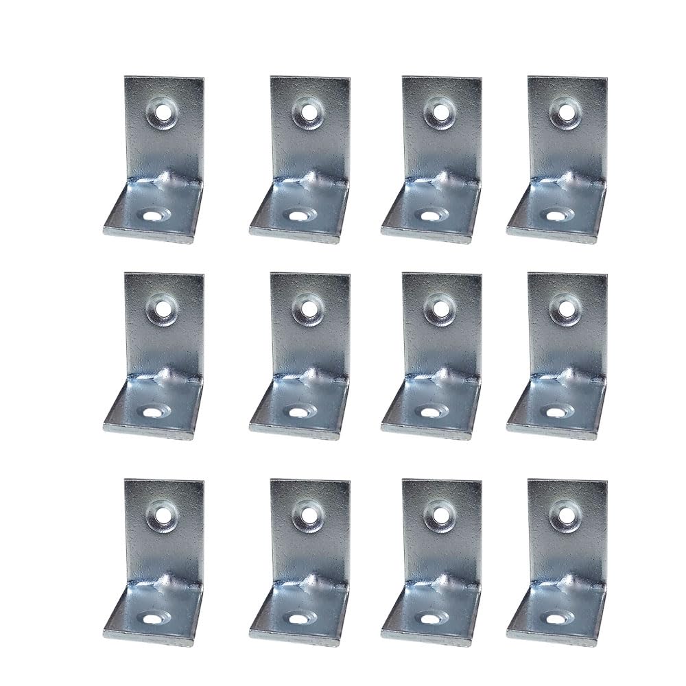 Volo L Angle Bracket – Zinc-Plated 25mm x 25mm Shelf Support, Reinforcement for Chairs, Tables, and Corner Joints, Pack of 12 Pieces