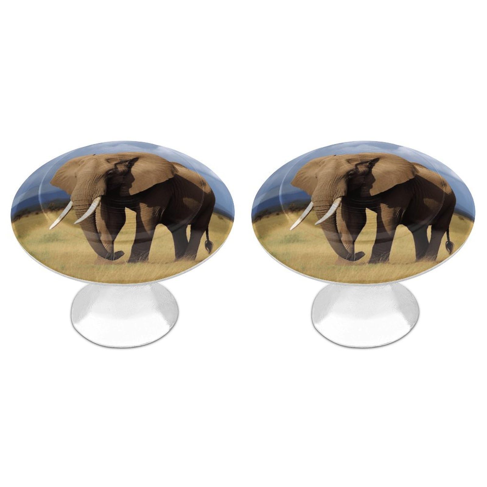 FekiLoot Africa Grassland Elephant Cabinet Knob Kitchen Drawer Knob Stainless Steel Round Drawer Pulls Modern Cabinet Hardware Vintage Dresser Drawer for Kitchen Bathroom Closet Dresser Cabinets