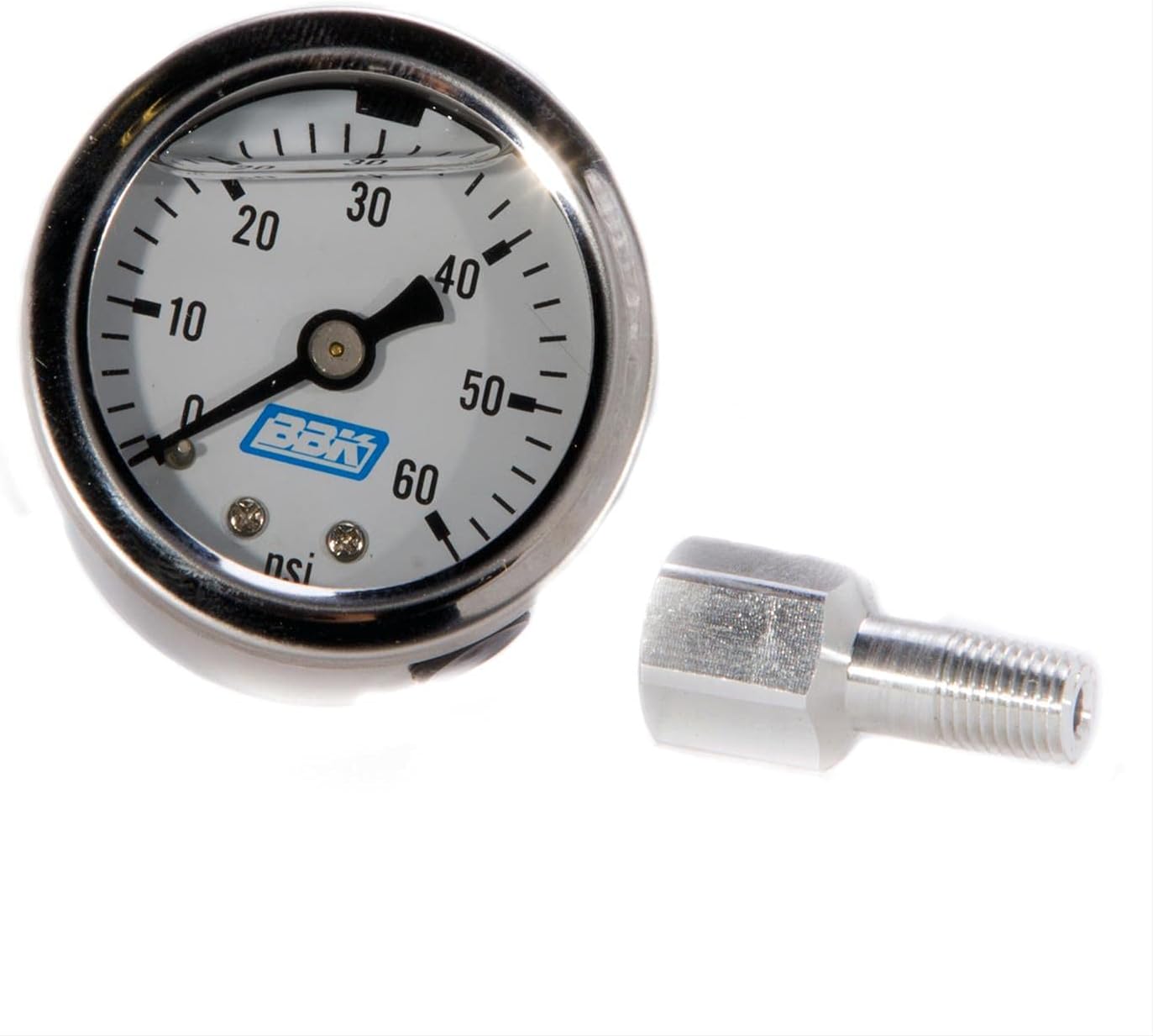 BBK Performance 1617 Fuel Pressure Gauge Kit; Liquid Filled; 0-60 psi; Incl. Fuel Rail Adapter;