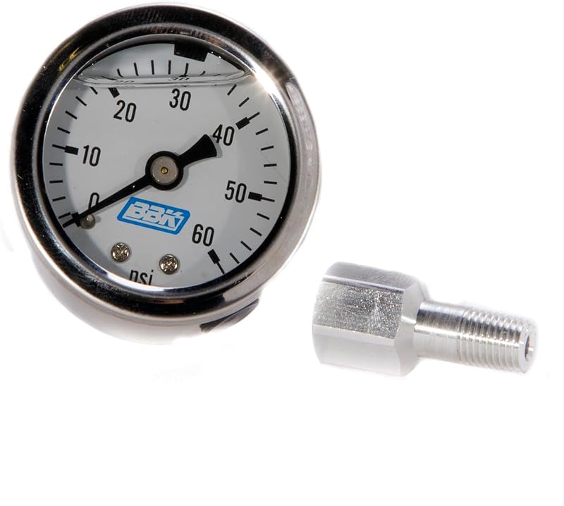 Manômetro de pressão de combustível BBK Performance 1617 com adaptador para trilho – Ford Mustang 5.0L, 0–60 PSI