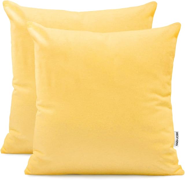 DecoKing 2 Poszewki na poduszki 40x40 cm Jersey bawełna zamek błyskawiczny żółty Amber