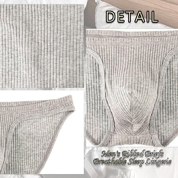 Men's Ribbed Briefs Underwear with Pouch Soft Breathable Sleep Lounge Lingerie for Men3