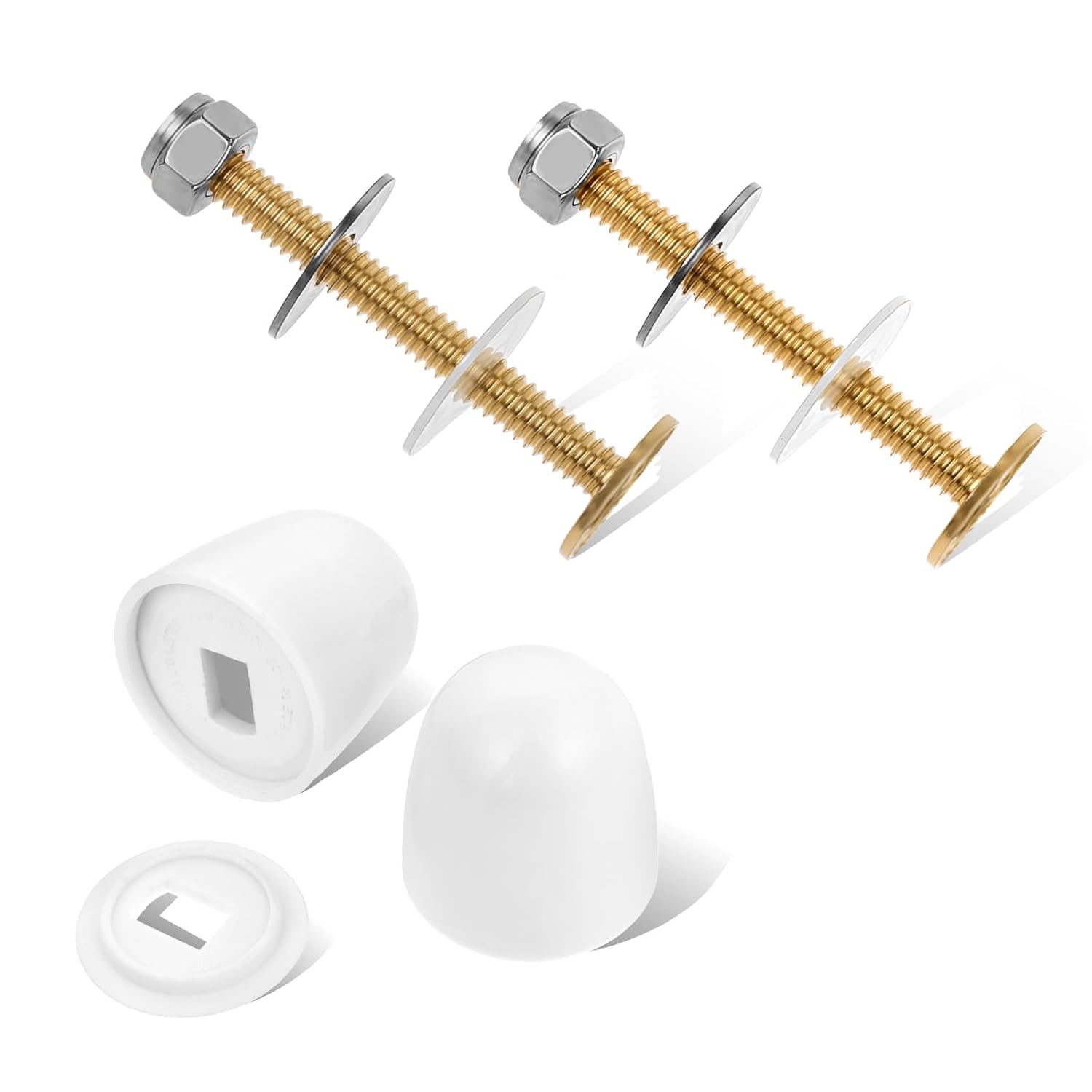 Toilet Floor Bolts and Caps Closet, 2 PCS Toilet Bowl to Floor Bolts with washers and Cover Cap Decorative Universal Toilets Bowl to Floors Bolt Kits