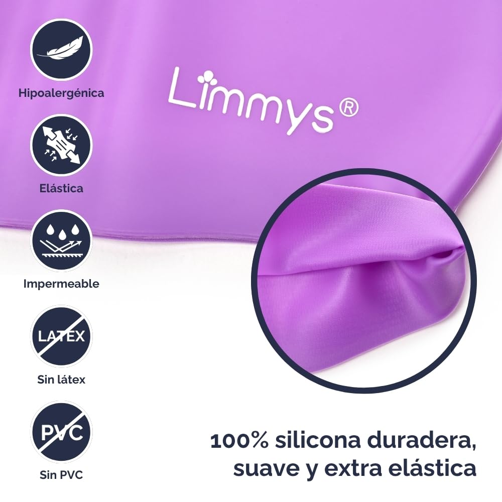 Limmys Gorro de Silicona para Niños Suave Elástico Antideslizante Flexible Protección de Oídos Sin Látex