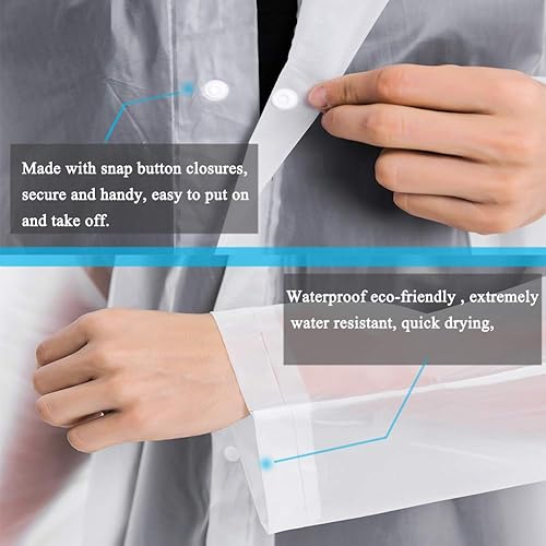 Miniatura 5 de COOY Abrigos impermeables paquete de 2  Ponchos de lluvia reutilizables de EVA para adultos chaquetas de lluvia impermeables para hombres y mujeres