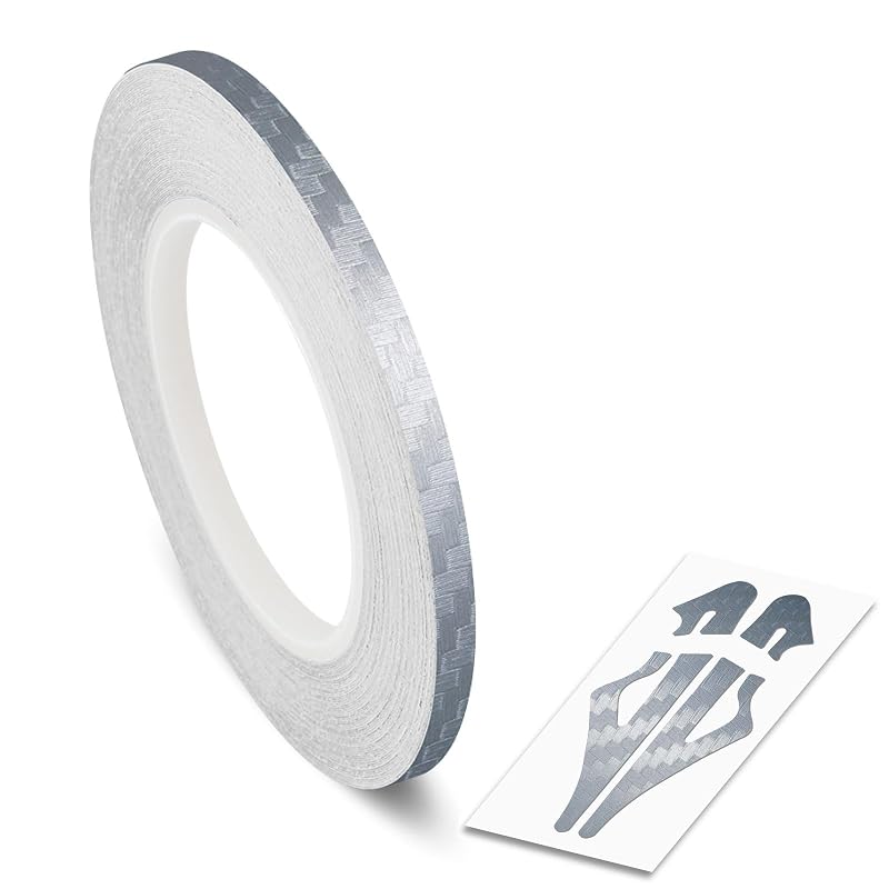 Fita Vinílica Autoadesiva Pin Stripe AutoXpress Motors Group Carbon Fiber Silver 3 mm para Veículos – 1 rolo