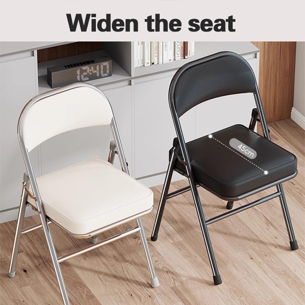 Sillas plegables portátiles, asiento y respaldo acolchados, diseño apilable para uso en interiores y exteriores, marco de metal duradero, cómoda construcción tapizada