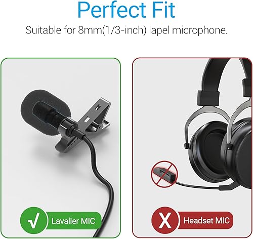 Vista 7 de Cubilux Juego de parabrisas peludo y cubierta de espuma para micrófono de solapa Lavalier, Muff Windjammer Deadcat, manguito de viento y gato muerto