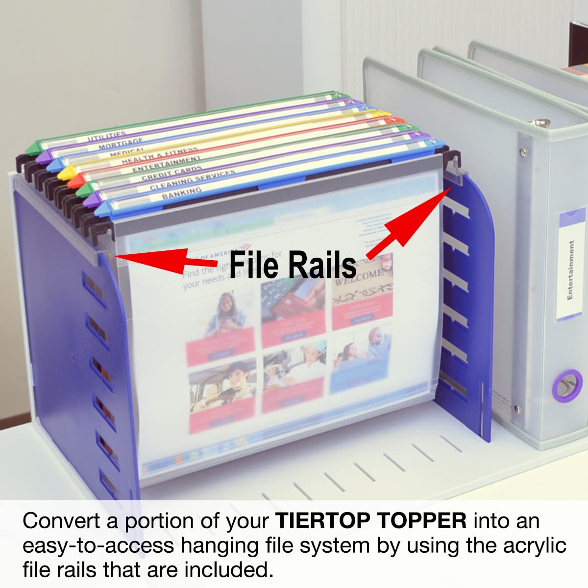 Adjsutable File Rac No Assembly Tool Required Desk Organizer TierDrop Vertical Desktop File ...