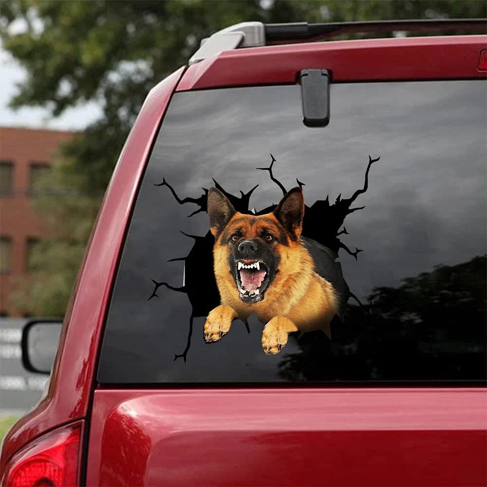 Fabisup As Show German Shepherd Funny Decals, Body Sticker Car Window Crack Sticker Vinyl 3D Decals For Car Window/Laptop/Wall And Refrigerator, Etc.