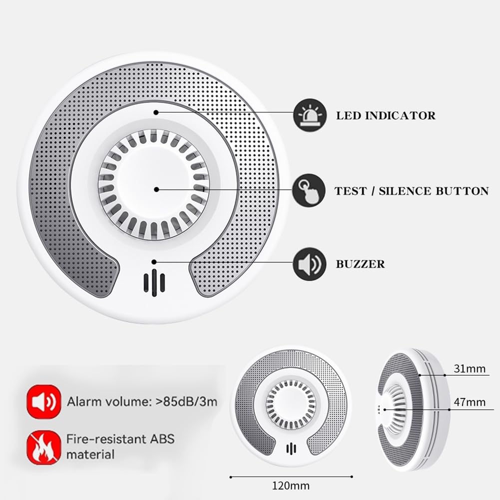 WiFi Smart Hitzemelder mit Tuya App-Steuerung, WiFi Wärmealarm mit versiegelter 10-Jahres-Li-, BS 5446-2, VH03W