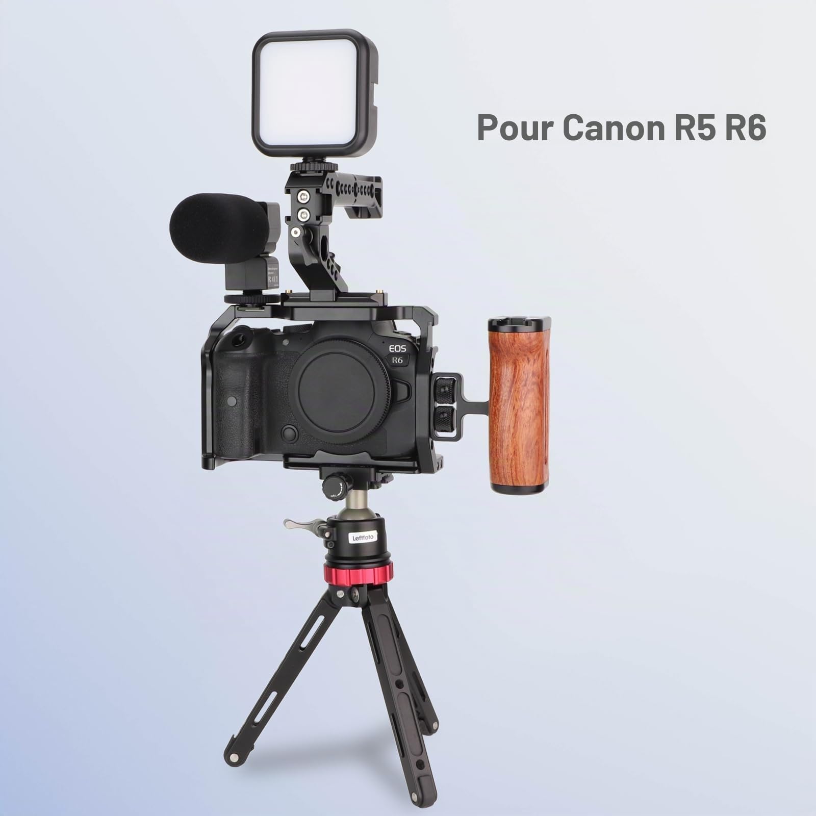 Cage complète pour appareil photo Canon R5 R6 sans miroir, extension de montage de microphone, support de lumière, accessoires de filmage avec griffe