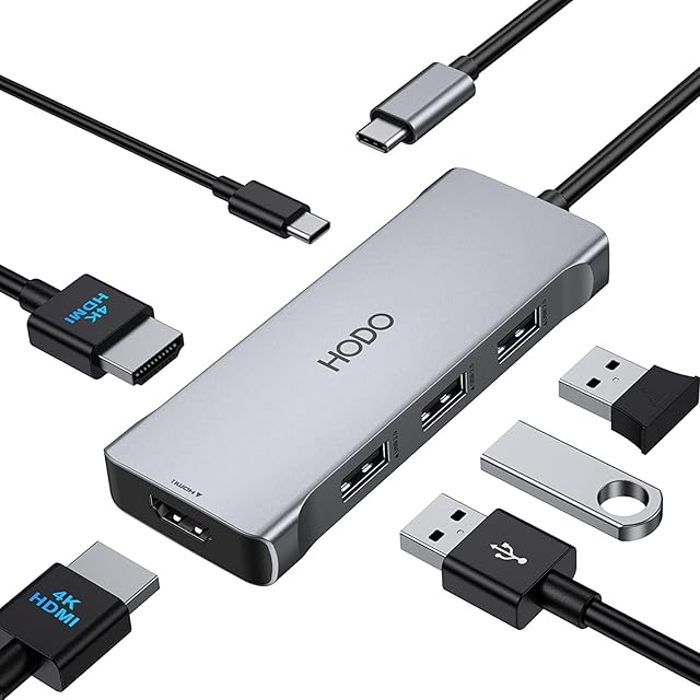 USB C to Dual HDMI Adapter for 2 Monitors,6 IN 1 Docking Station Dual Monitor 2 HDMI with Dual 4K@30Hz Display,3USB 2.0 Port,PD for Dell/Lenovo/Hp/ThinkPad/Asus/Acer..