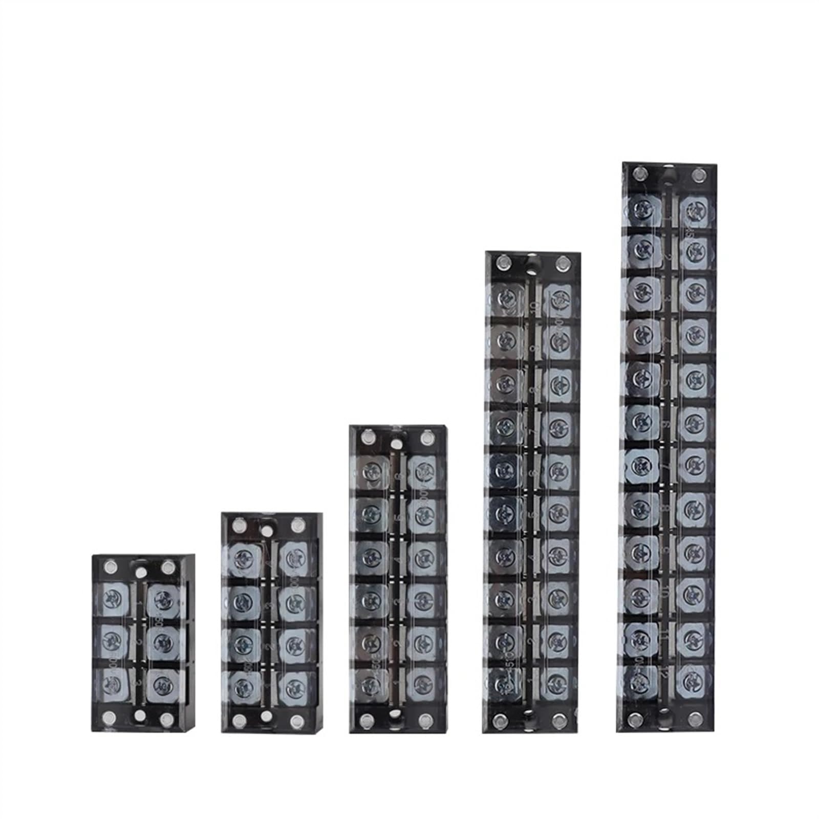 DIN Rail Terminal Block 600V TB 15A 25A 45A 3/4/5/6/8/10/12 Way Copper Bar Wire Connector Cross Screw Double Row Fixed Terminal(3 Way,25A)